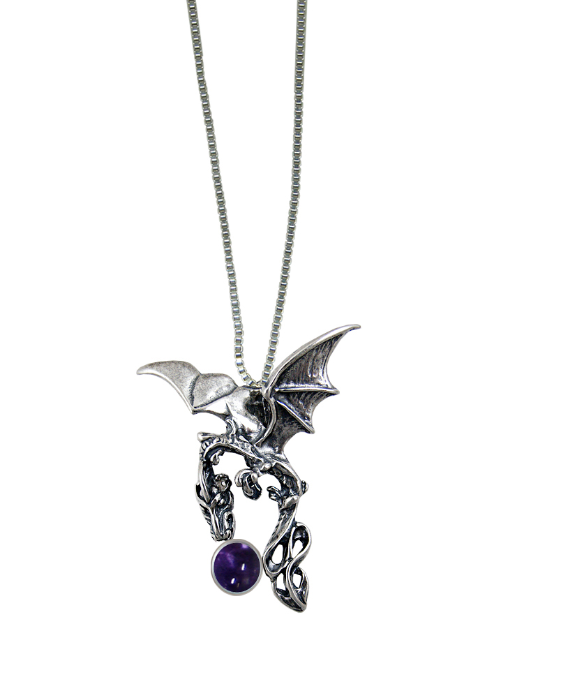 Sterling Silver Dark Sky Dragon Pendant With Iolite